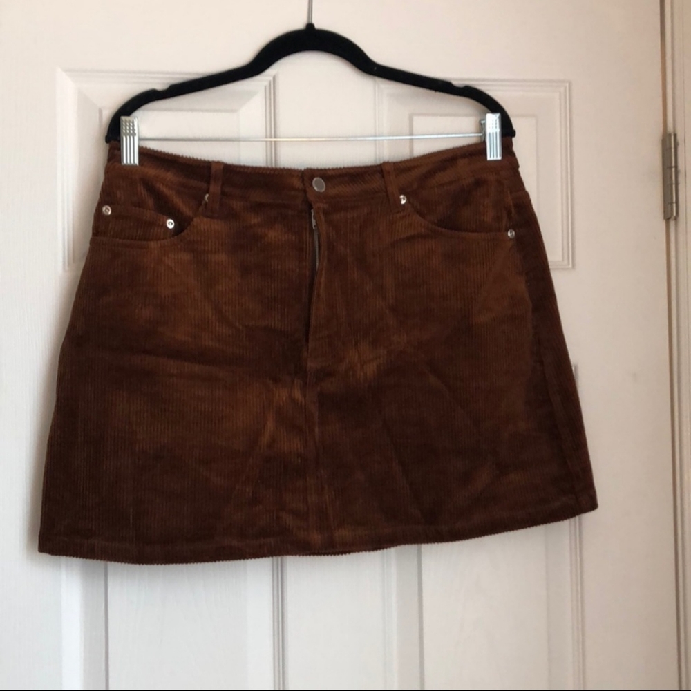 Brown H&M corduroy mini skirt